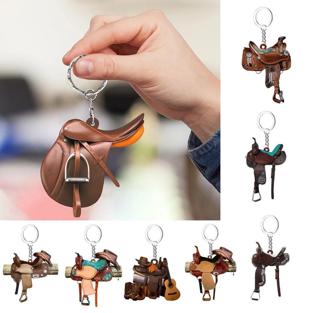 Cavalo Sela Decoração Do Carro 2D Ocidental Rústico Cowboy Charme Chaveiro Acessórios Interiores cupionbr em Oferta na Shopee