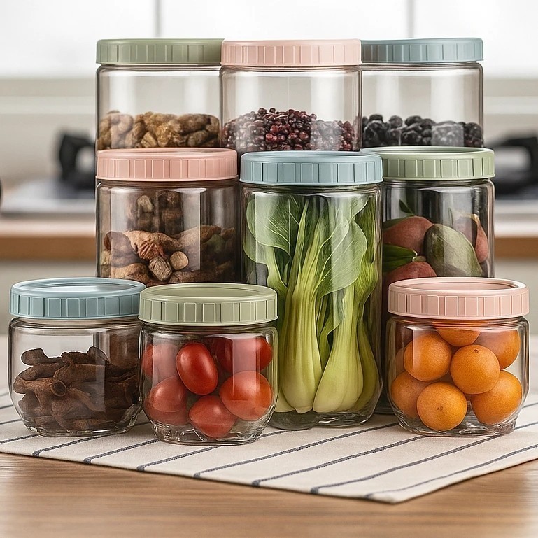Kit 3 Potes Plástico Hermético Tampa Mantimentos Alimentos Temperos Marmita Transparente Livre BPA