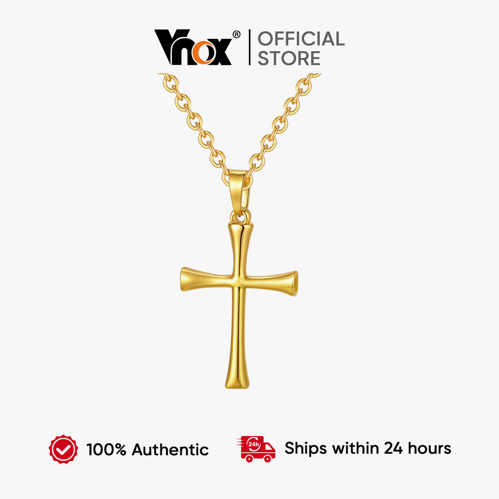 Colar De Cruz Católica Com De Ouro Vnox Para Homens , Resistente À Ferrugem E Prova De Desbotamento , Empilhamento De Ca