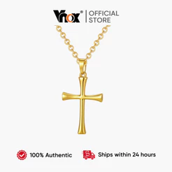 Colar De Cruz Católica Com De Ouro Vnox Para Homens , Resistente À Ferrugem E Prova De Desbotamento , Empilhamento De Ca