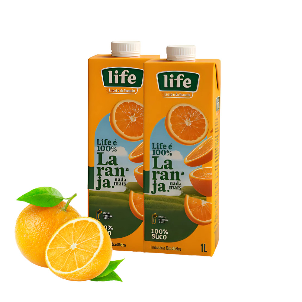 Suco De Laranja Life 100% Natural Integral Sem Glúten 1l -  2 Unidades em Oferta na Shopee
