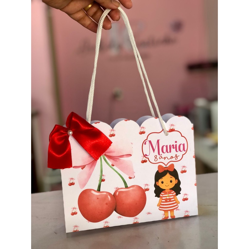 PEGUE E MONTE Sacolinha Personalizada Cerejinha | Festa Infantil | Lembrancinha Aniversário | Fazemos Todos os Temas