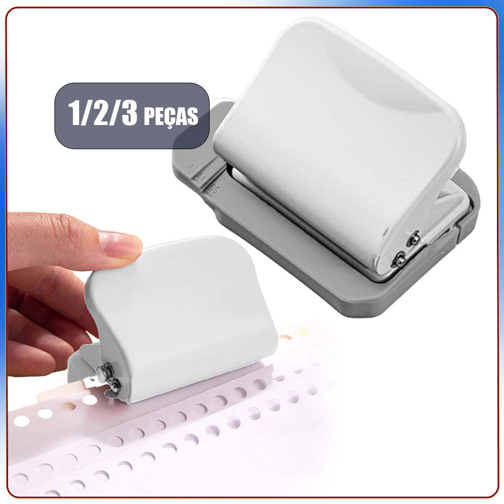1/2/3x Furador Branco 6 Furos Manual Perfurador de Folhas Soltas Furo Redondo