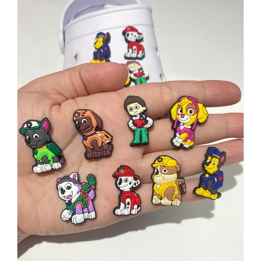 4 a 6 Pins/Bottons Emborrachados Para Babuche - Patrulha Canina em Oferta na Shopee