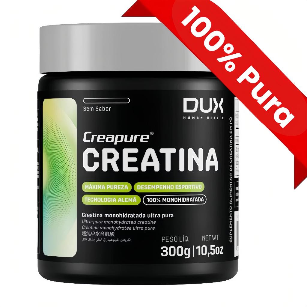 Creatina DUX 300g - 100% Pura com  SELO CREAPURE Reconhecido pela ANVISA