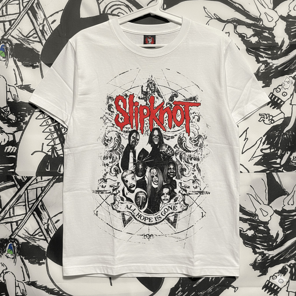 Camiseta Masculina Oversized Slipknot Vermelha Algodão Premium Plus Size Streetwear
