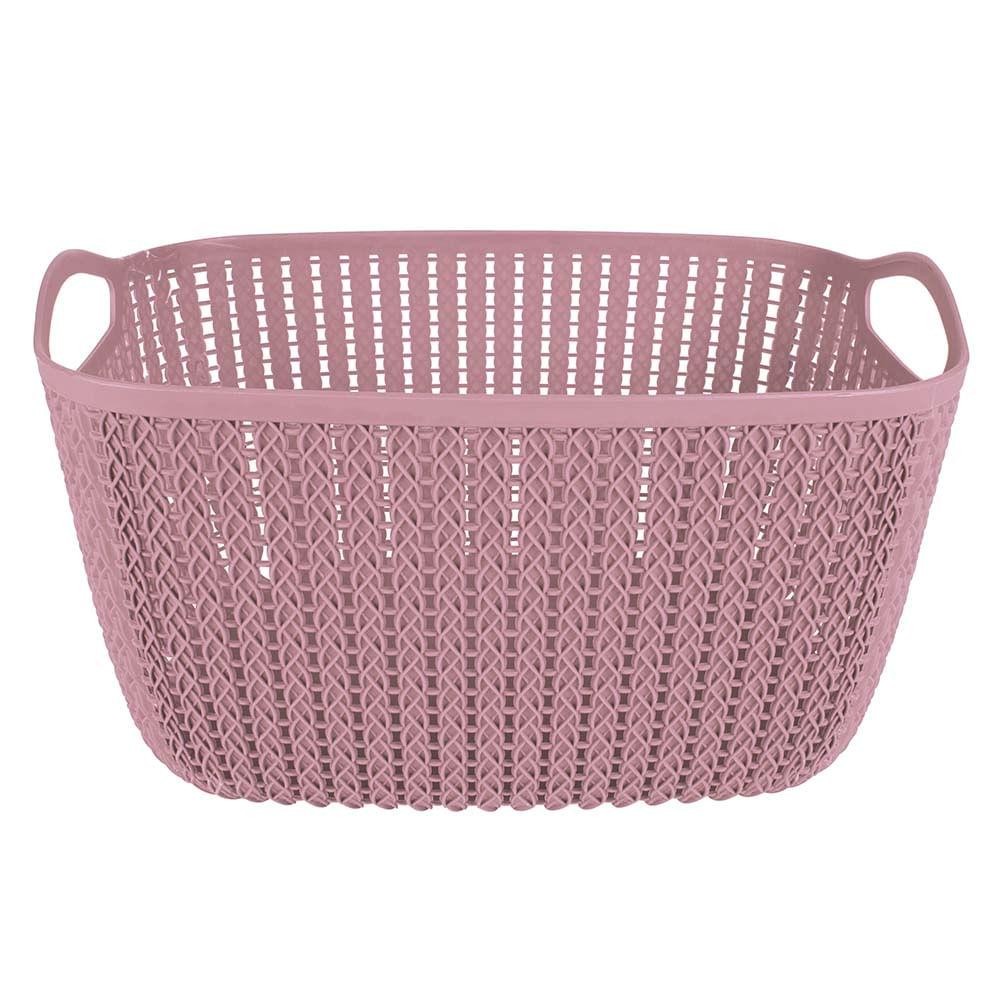 Cesto Trançado Retangular Alto Grande Rosa Antigo em Oferta na Shopee