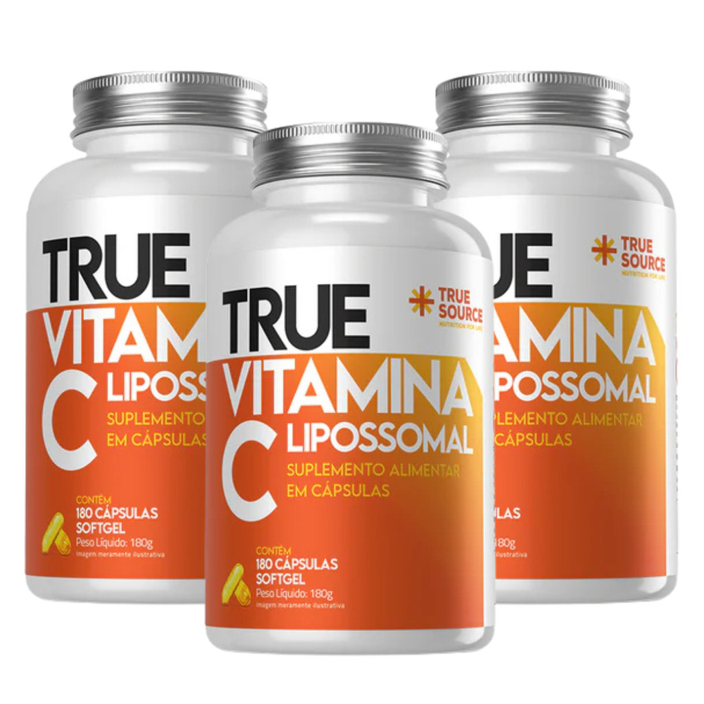 3x True Vitamina C 1000mg Lipossomal True Source 180 Cápsulas