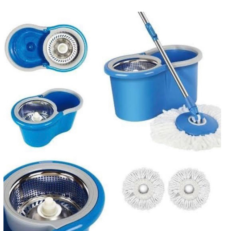 Mop com Centrífuga, cesto Aço Inox e Base Flexível  Limpeza Pratica e Facil