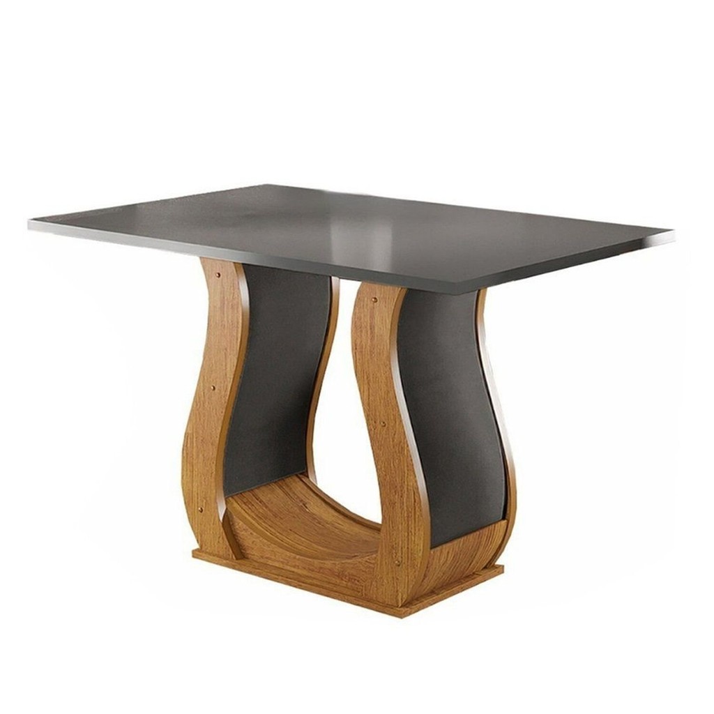 Mesa de Jantar 4 Lugares Retangular Tampo de MDP Nubia Cinza/Mel