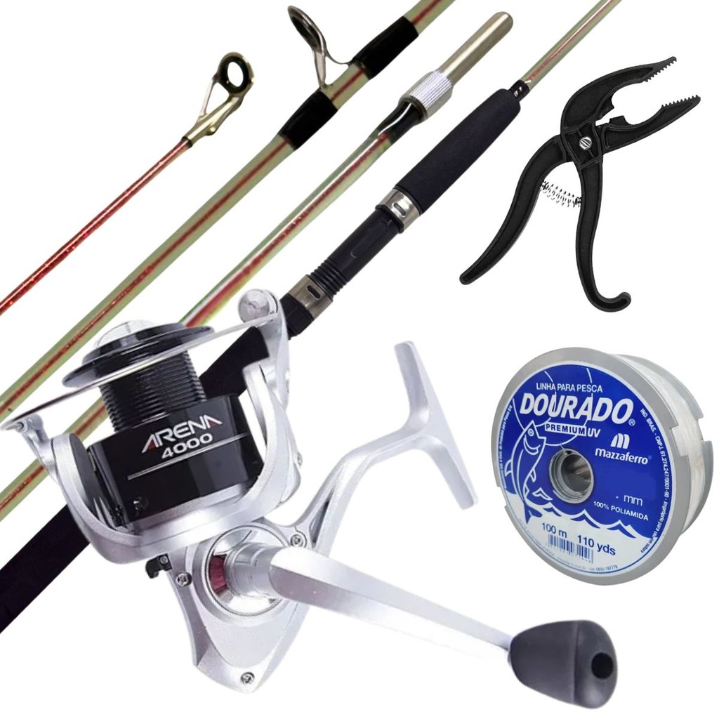 Kit Pesca Pantanal Molinete Arena 4000 Vara Maciça Tucunaré
