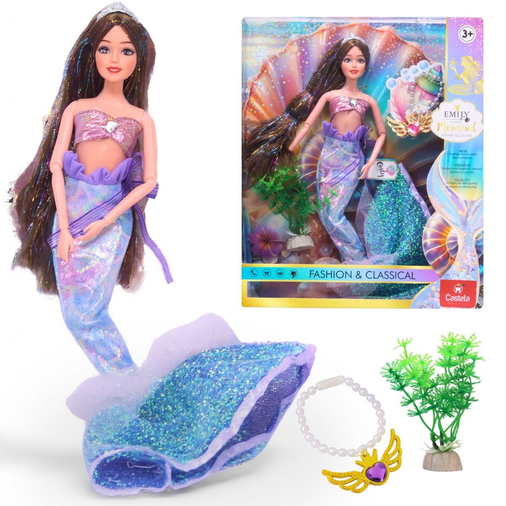 Boneca Articulada Sereia Roxa Com Acessórios - Castela em Oferta na Shopee