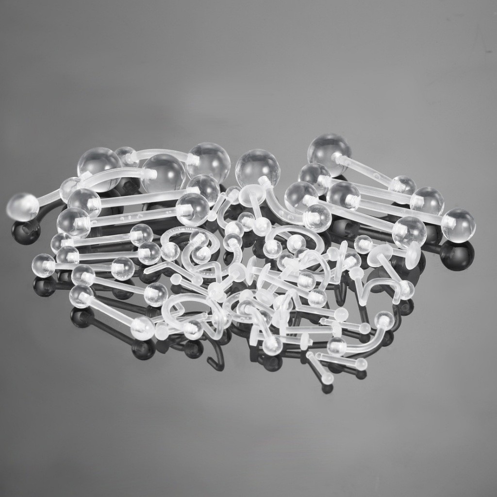 Piercing Silicone Transparente Flexíveis Ferradura Nariz Helix bioplast plástico unissex KA604 — imagem 2 de 2