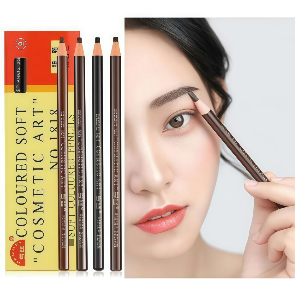 Caixa 12 Unidades Lapis Para Sobrancelhas Dermatografico  Soft Colorido Cosmetico 1818 Make Up Completo