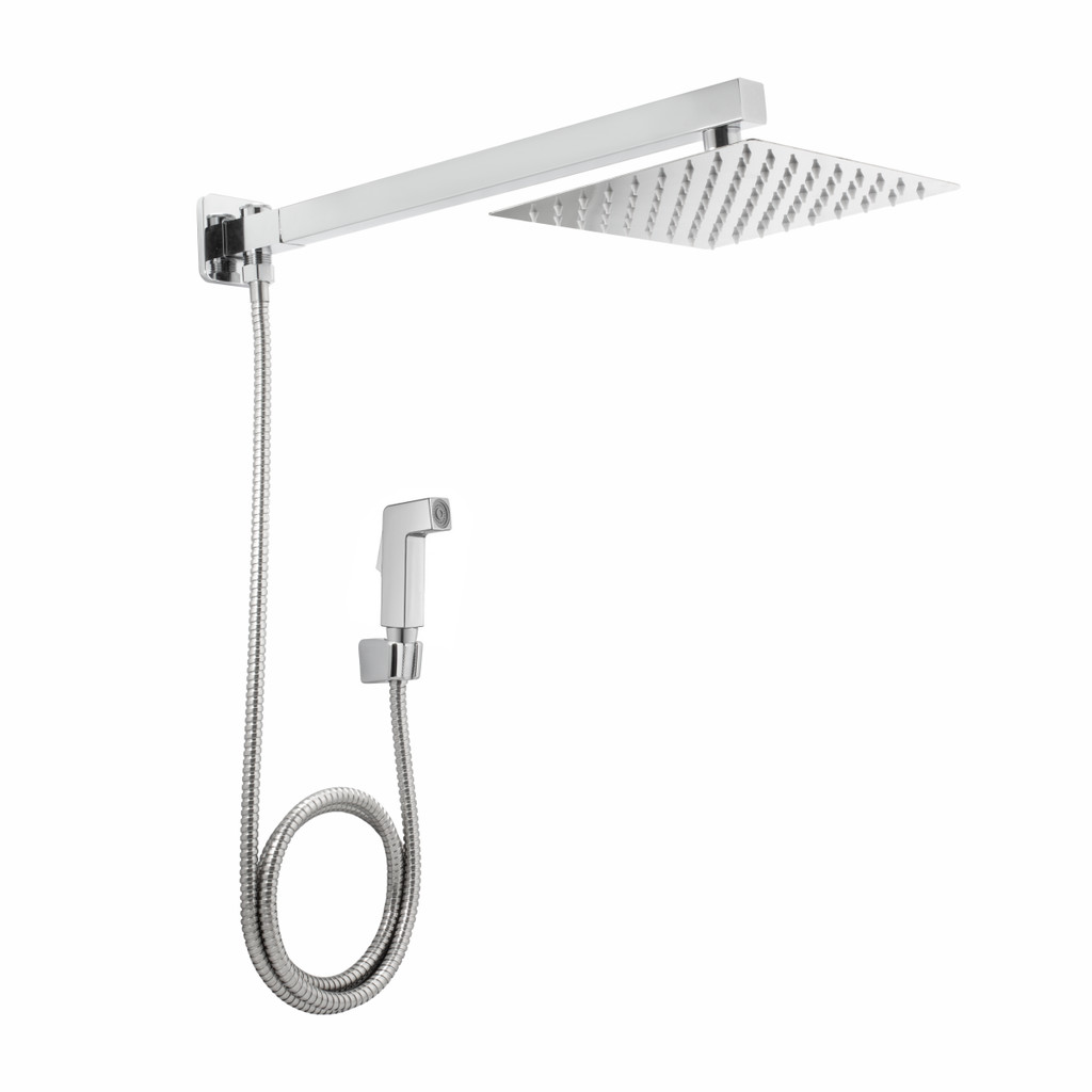 Chuveiro Ducha Gás Solar Inox C/ Desviador Gatilho Luxo Metal 20x20 Cromado