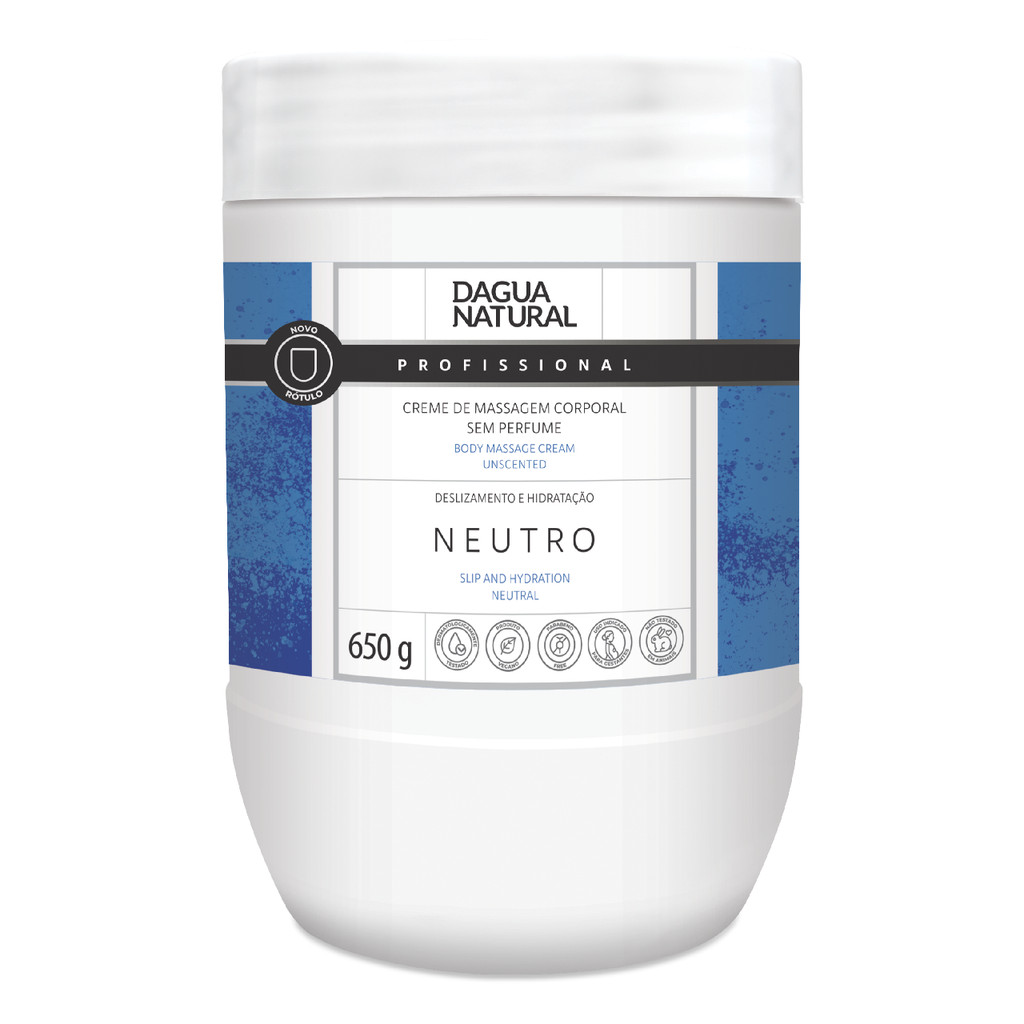 Creme de Massagem Neutro 650g Dagua Natural – Base para Massagem Profissional e Corporal