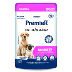 Ração Úmida Premier Sachê Nutrição Clínica Diabetes Para Cães Filhotes e Adultos 85g
