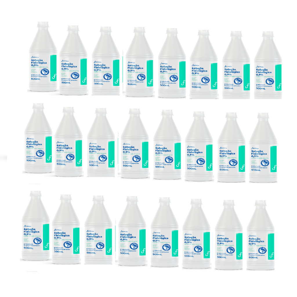 Kit 24x Soro Fisiológico 500ml Farmax Sorimax Bico Gotejador