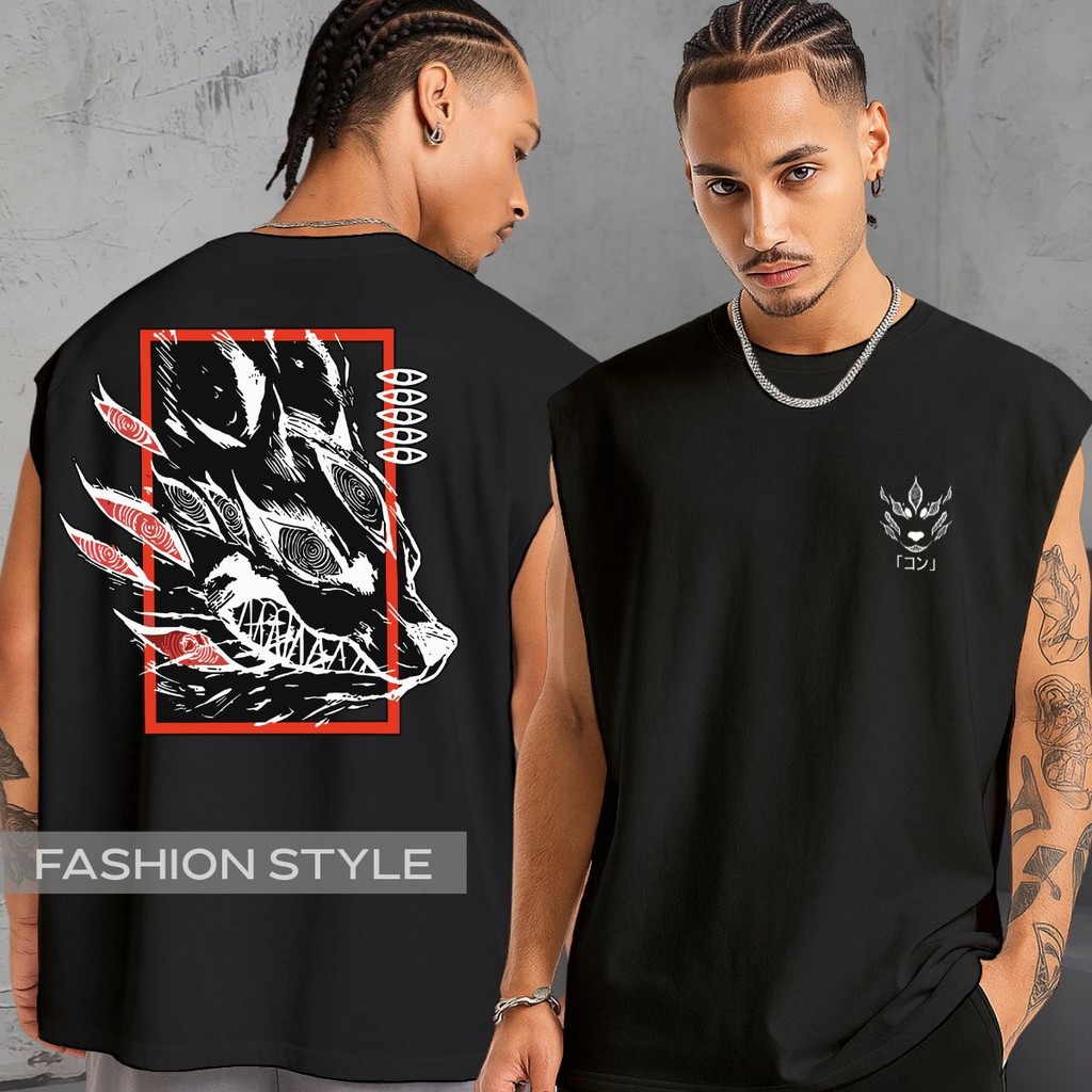 Regata Oversized Chainsaw Man Aki Fox Devil Denji 210 Mangá Série Regata Machão Blusa Cavada