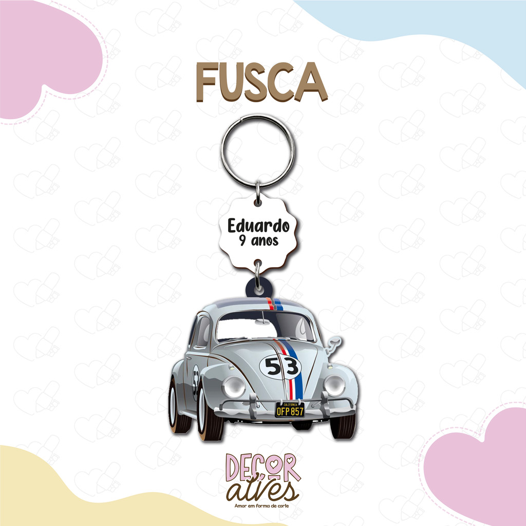Herbie , Meu Fusca Turbinado - Chaveiro Personalizado MDF brilhoso Lembrancinha infantil
