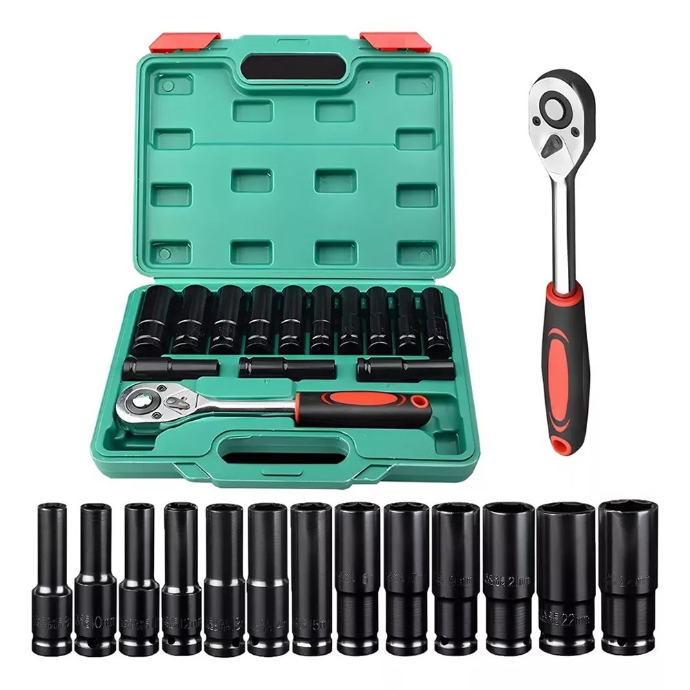 Conjunto De Chaves De Soquete Elétricas De 14 Pcs Com Chave Verde em Oferta na Shopee