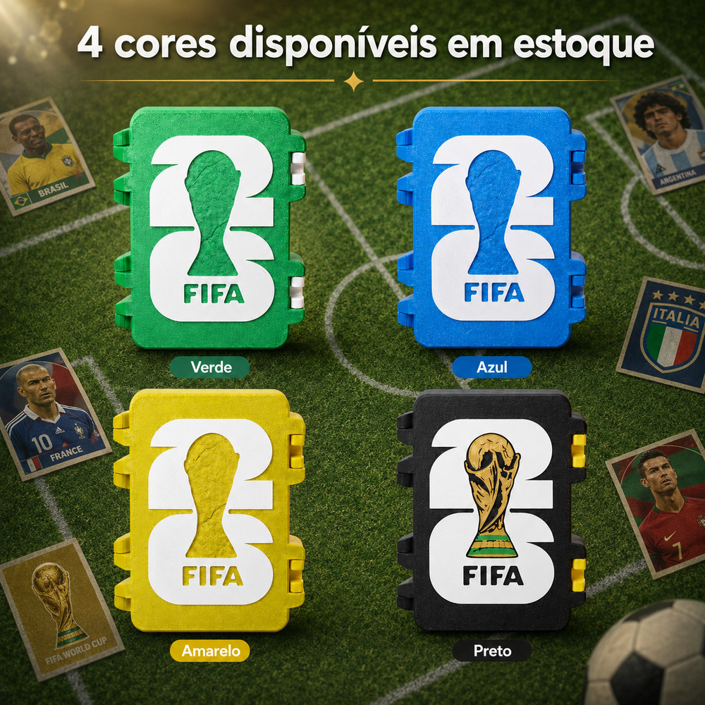 Caixa de Figurinhas p/ Álbum Copa do Mundo 2026 - Porta Figurinhas - p/500 Figurinhas
