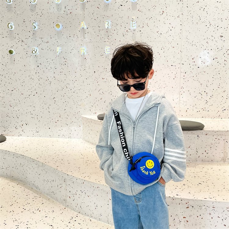 Rodada Smiley menino saco do mensageiro moda pequeno saco na moda menina bebê carteira Outing crianças pequena mochila m