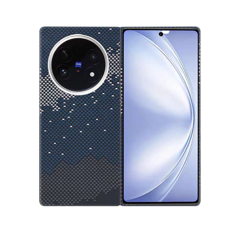 Capa de telefone Vivo XFold5 em Kevlar aplicável, capa para X Fold 5 com proteção de dobradiça em fibra de carbono arami