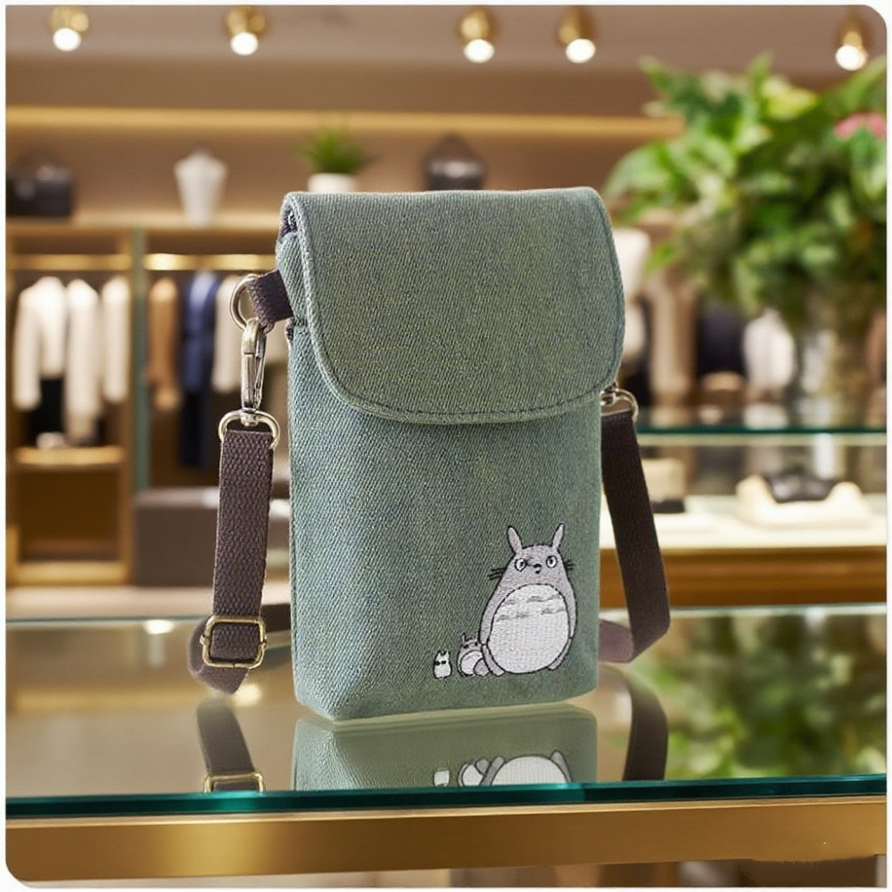 01 Nova Bolsa Transversal para Celular, Atacado, Bolsa Pequena Simples de Jeans para Meninas, Bolsa de Pano Portátil de