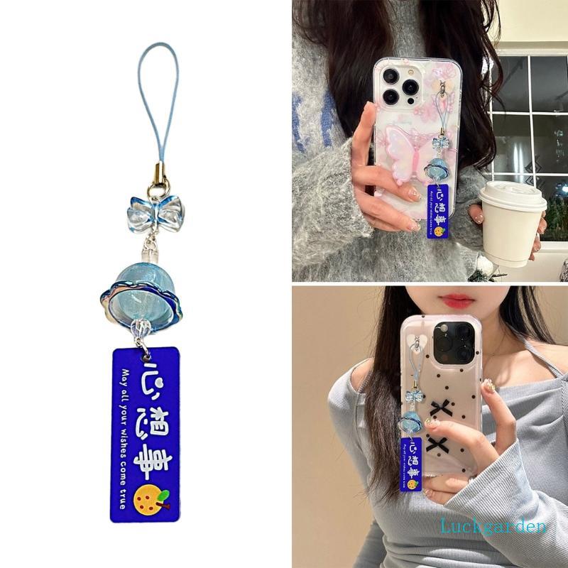 Luckgarden Carrilhão Telefone Charme Elegante Decorativo Grânulo Chaveiro Cordão Saco Pingente Acessório