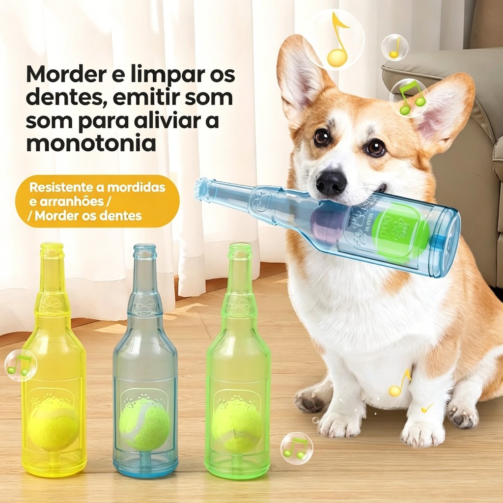 Brinquedo Interativo para Cachorros – Garrafa com Bola Interna