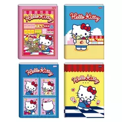 Caderno Costurado Jandaia Universitário Capa Dura Hello Kitty 80 Folhas - Embalagem Com 5 Unidades
