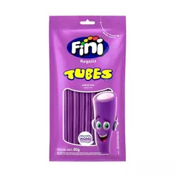 Bala Fini Regaliz Tubes Brilho Uva 80g Embalagem com 12 Unidades