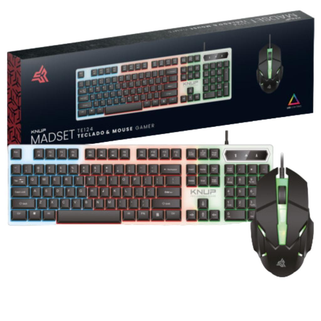 Kit Teclado e Mouse Gamer USB LED ABNT2 Multimídia Knup KP-TE124