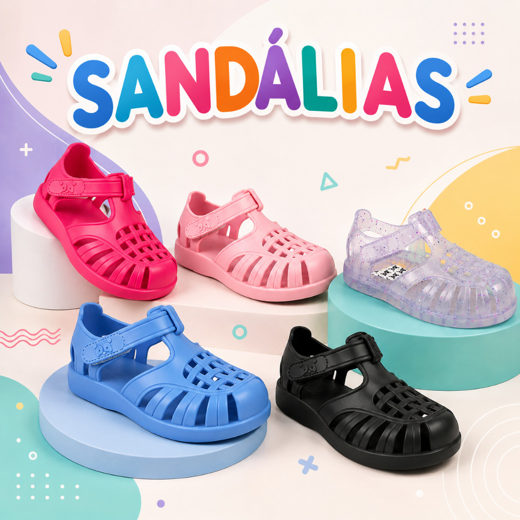 Sandália Melissa Infantil Menina Menino Confortável Leve Ajustável Antiderrapante Passeio