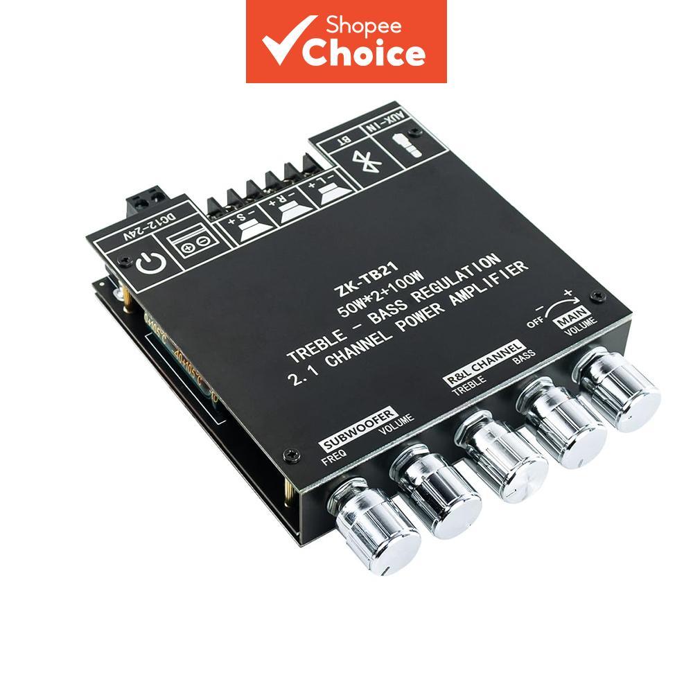 Placa amplificadora digital de potência ZK-TB21 50W+50W+100W 2.1 canais, regulagem de graves e agudos, chip amplificador