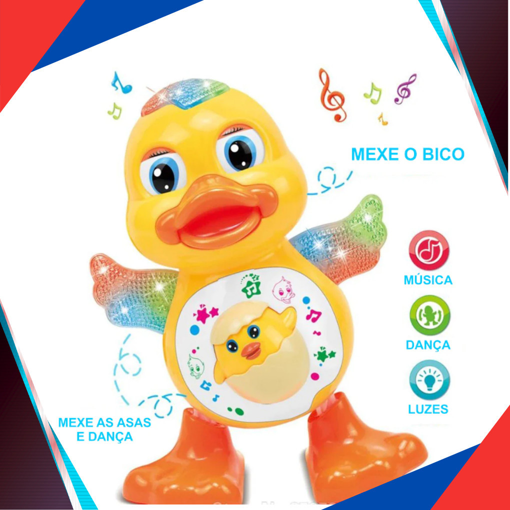 1/2 Brinquedos Patinho Pato Dançarino Musical Com Som Luz Infantil