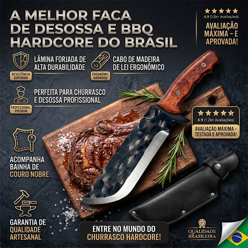 Faca Tática Multiuso Forjada Lâmina Aço Resistente com Bainha Protetora para Acampamento, Caça e Preparo de Alimentos