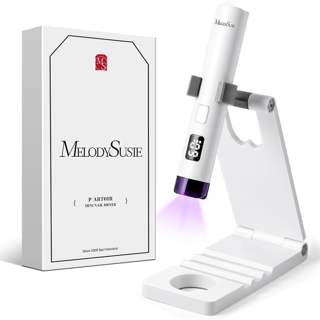MelodySusieLâmpada UV Portátil para Unhas de Gel com Suporte, Mini Lâmpada de Unhas Sem Fio com Display LCD, Protetora p
