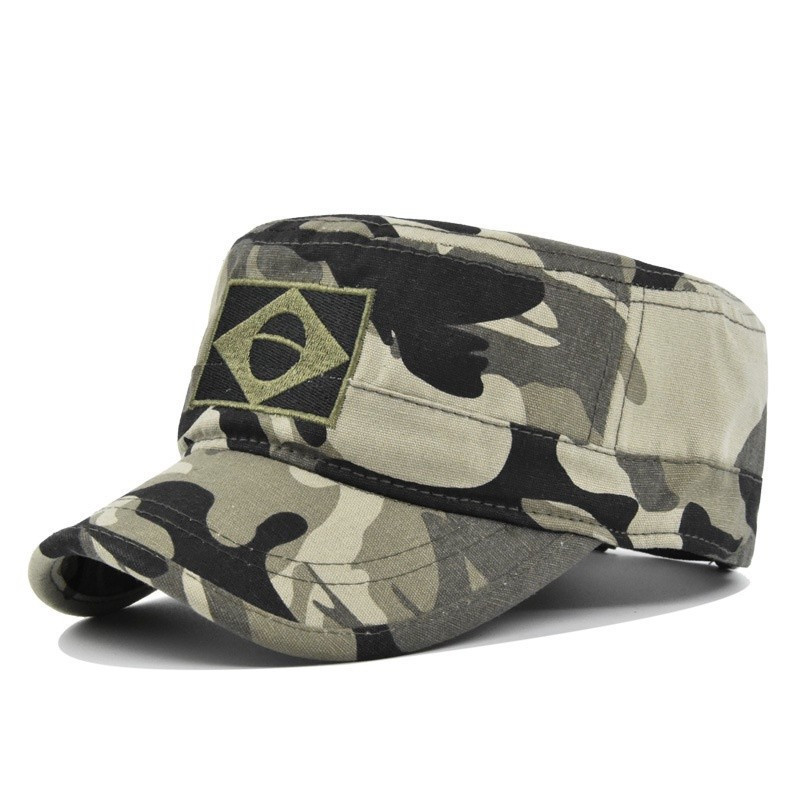 Homens Tático Camo Militar Chapéus Bordado Bandeira Do Brasil Boné Plano Equipe Masculino Bonés De Beisebol Força Exérci