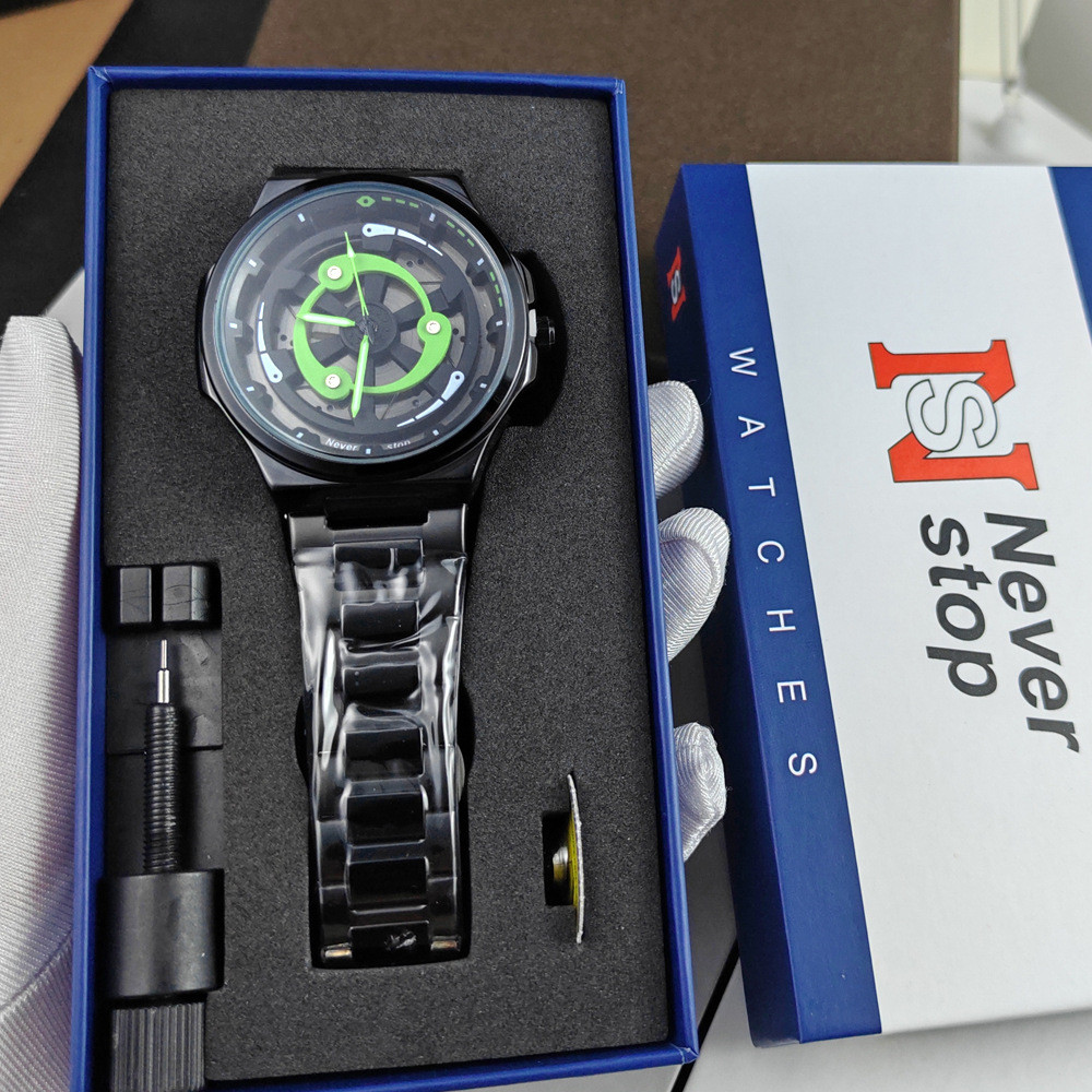 Relógio giratório Naruto roda olho modificado roda hub relógio à prova dwaterproof água roda hub locomotiva alma relógio