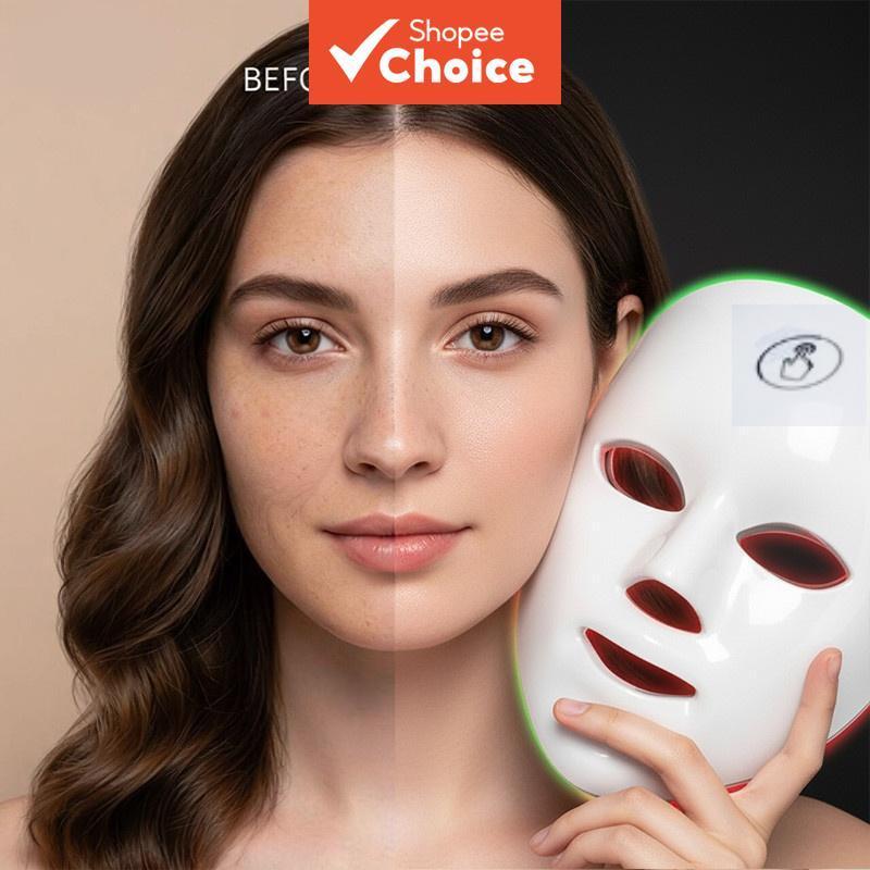 Máscara Facial LED Profissional 7 Cores – Clareia a Pele, Controla a Acne e Reduz os Poros para Tratamento Facial em