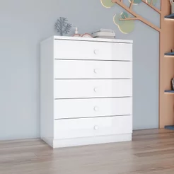 Cômoda Infantil 5 Gavetas Lápis de Cor Espresso Móveis Branco Branco