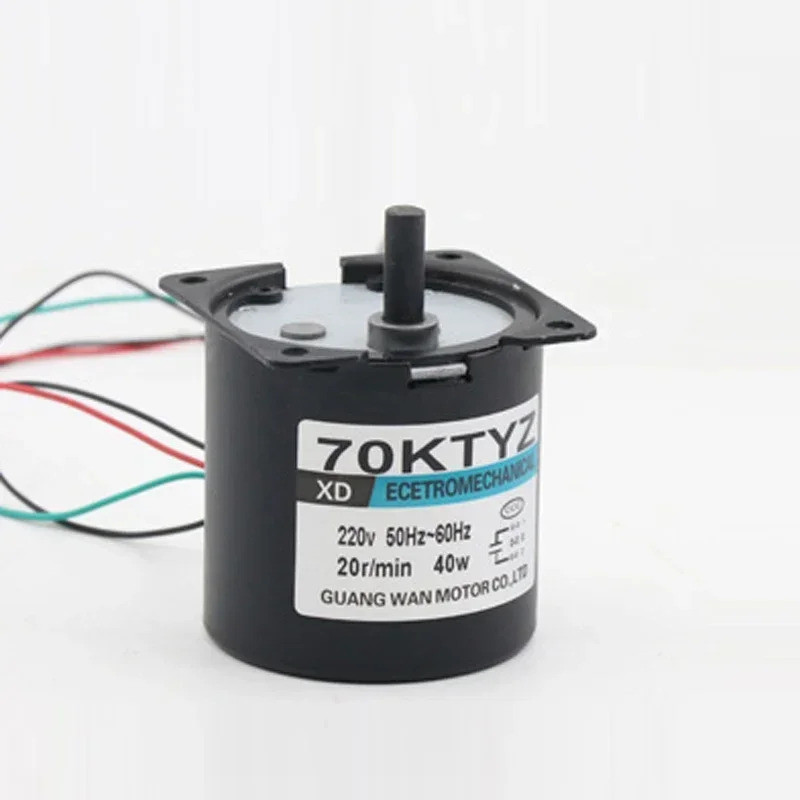 Pequeno Motor Síncrono AC 70KTYZ Novo, 40W, Motor de Redução de Velocidade Lenta com Micro Redutor, Motor 220V, 2.5rpm -