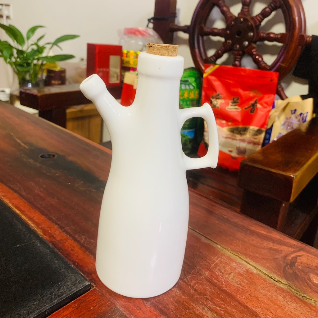 Cozinha estilo japonês pote de óleo cerâmica garrafa molho soja branco tempero garrafa vinagre pote tempero Jar conjunto