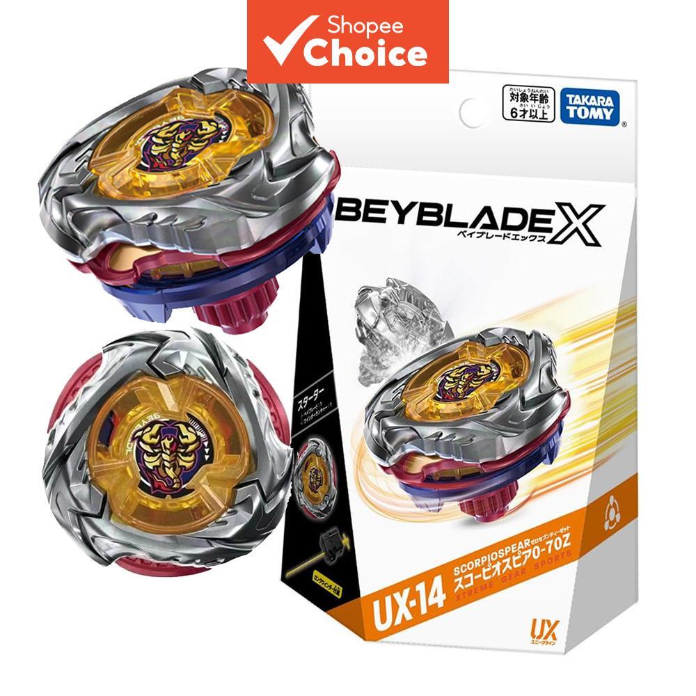 Conjunto de Brinquedos de Batalha de Gasing Scorpio Spear Bey X, Lançador LED Grip, Pião Burst, Presente de Aniversário