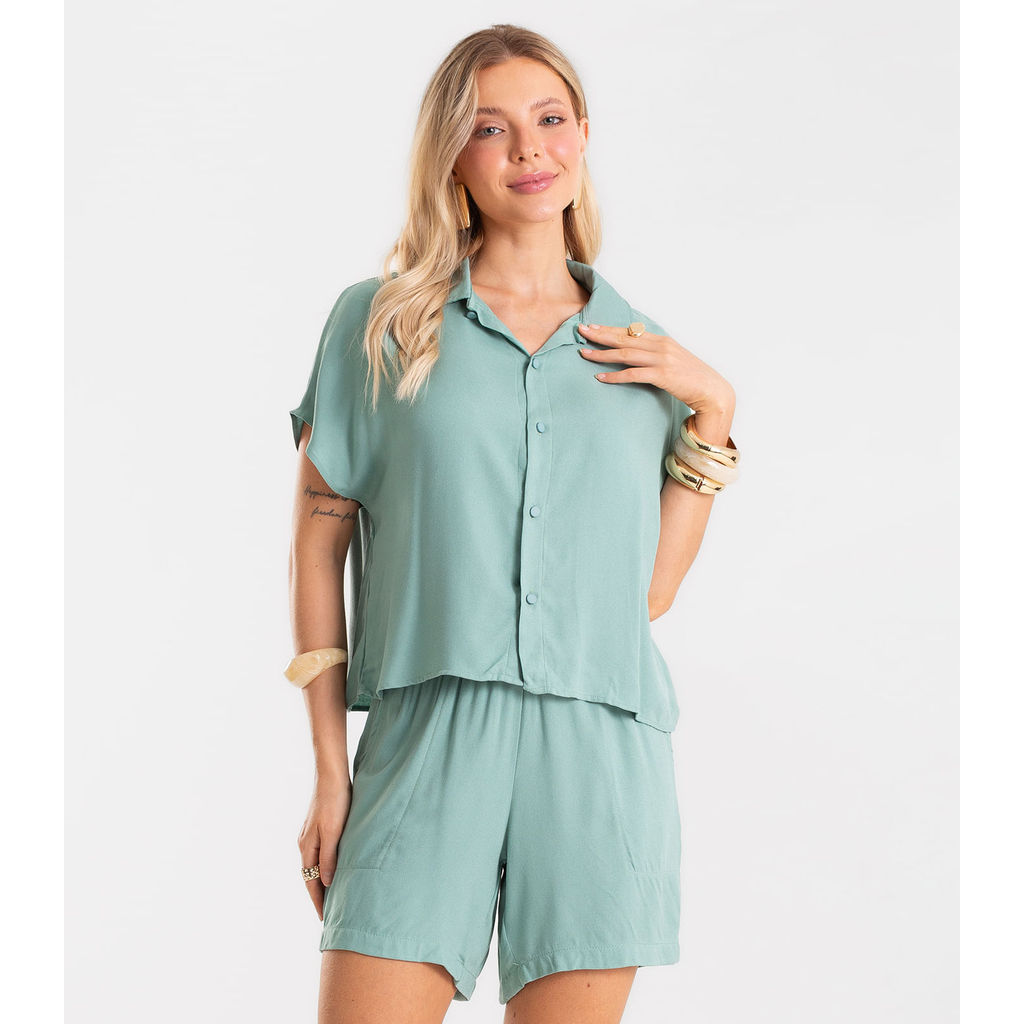 Shorts Feminino Malha Viscose Pesada Rovitex Verde