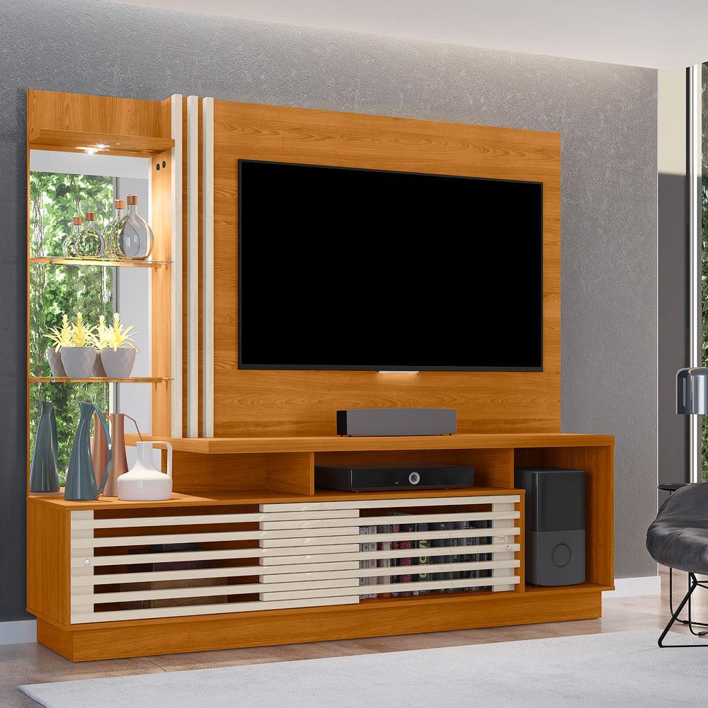 Estante Home Theater Para TV até 60 Polegadas com Espelho e Luminária LED Frizz Plus Madetec