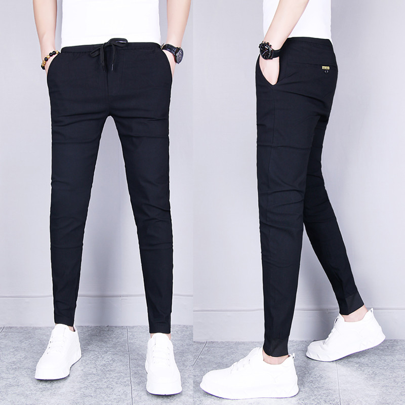 Calças masculinas Slim-fit 2024 calças de verão masculinas All-Match calças magras versão coreana na moda Leggings calça