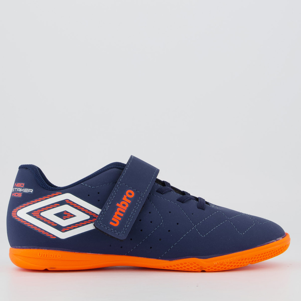 Chuteira Umbro Neo Stiker Futsal Infantil Azul e Laranja